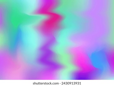 Holograph Dreamy Banner. Neon Paper Overlay, 80s, 90s Music Background Pearlescent Holographic Liquid Girlie Horizontal Wallpaper Defocused Girlie Foil Holo Teal. Rainbow Overlay Hologram Cover.
