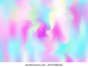 Holograph Dreamy Banner. Neon Texture Overlay, 80s, 90s Music Wallpaper Iridescent Holographic Dreamy Glam Horizontal Background Rainbow Overlay Hologram Cover. Defocused Girlie Foil Holo Teal.