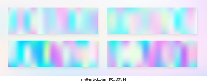 Holograph Dreamy Banner. Pearlescent Holographic Dreamy Light Horizontal Wallpaper Unfocused Girlie Foil Holo Teal. Rainbow Overlay Hologram Cover. Neon Graphic Overlay, 80s, 90s Music Background