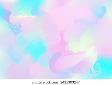 Holograph Dreamy Banner. Rainbow Overlay Hologram Cover. Unfocused Girlie Foil Holo Teal. Neon Graphic Overlay, 80s, 90s Music Wallpaper Fluorescent Holographic Liquid Girlie Horizontal Background