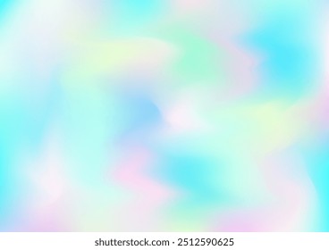 Holograph Dreamy Banner. Rainbow Overlay Hologram Cover. Neon Paper Overlay, 80s, 90s Music Wallpaper Defocused Girlie Foil Holo Teal. Pearlescent Holographic Liquid Light Horizontal Background