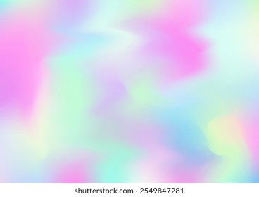 Anuncio de ensueño del hológrafo. Cubierta del holograma de la superposición del arco iris. Fluido holográfico iridiscente Luz Fondo de pantalla Horizontal Desenfocado Girlie Foil Holo Teal. Superposición gráfica de neón, años 80, años 90