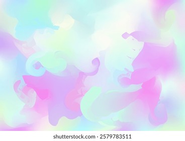 Holograph Dreamy Banner. Rainbow Overlay Hologram Cover. Gradient Girlie Foil Holo Teal. Fluorescent Holographic Liquid Light Horizontal Background Neon Paper Overlay, 80s, 90s Music Wallpaper