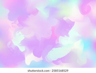 Holograph Dreamy Banner. Rainbow Overlay Hologram Cover. Neon Paper Overlay, 80s, 90s Music Background Defocused Girlie Foil Holo Teal. Iridescent Holographic Liquid Light Horizontal Wallpaper