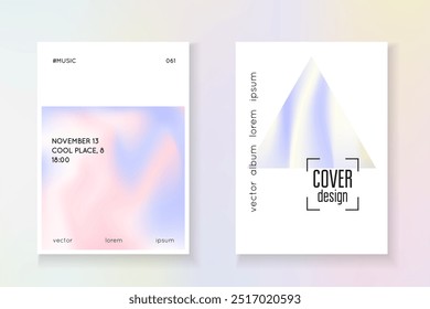 Holograph Fluid. Plastic Banner. Isolated Retro Backdrop. Pink Pearlescent Label. Pastel Concept. Minimalist Shape. Color Mesh. Blue Holograph Fluid