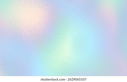 Textura da folha holográfica. Efeito de metal iridescente. Fundo holográfico brilhante. Gradiente brilhante do arco-íris. Um lindo padrão sonhador. Papel azul rosa. Padrão de faísca. Ilustração vetorial