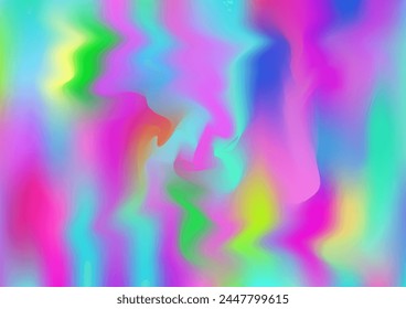 Holograph Minimal Banner. Iridescent Holographic Liquid Glam Horizontal Wallpaper Neon Graphic Overlay, 80s, 90s Music Background Rainbow Overlay Hologram Cover. Gradient Girlie Foil Holo Teal.