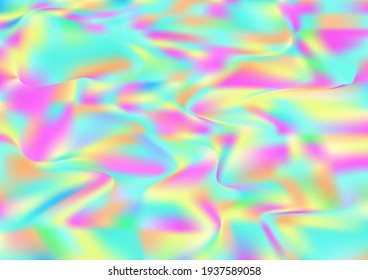 Holograph Minimal Banner. Neon Graphic Overlay, 80s, 90s Music Background Gradient Girlie Foil Holo Teal. Rainbow Overlay Hologram Cover. Fluorescent Holographic Fluid Light Horizontal Wallpaper