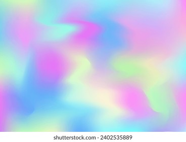 Holograph Minimal Banner. Neon Graphic Overlay, 80s, 90s Music Background Rainbow Overlay Hologram Cover. Iridescent Holographic Dreamy Light Horizontal Wallpaper Gradient Girlie Foil Holo Teal.