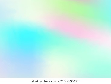 Pancarta mínima del Holograma. Sobrecarga gráfica neón, 80, 90, fondo de escritorio de música perlance Holográfico Glam horizontal fondo giratorio no focalizado Girlie Foil Holo Teal. Tapa del holograma superposición del arco iris.