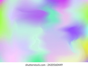 Holograph Minimal Banner. Neon Paper Overlay, 80s, 90s Music Background Fluorescent Holographic Fluid Glam Horizontal Wallpaper Rainbow Overlay Hologram Cover. Defocused Girlie Foil Holo Teal.