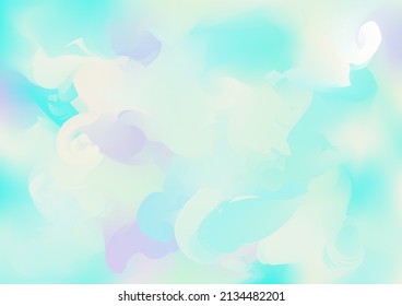 Holograph Minimal Banner. Neon Texture Overlay, 80s, 90s Music Wallpaper Rainbow Overlay Hologram Cover. Unfocused Girlie Foil Holo Teal. Iridescent Holographic Fluid Light Horizontal Background
