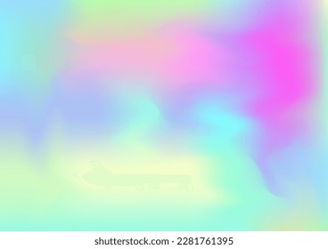 Holograph Minimal Banner. Neon Texture Overlay, 80s, 90s Music Wallpaper Fluorescent Holographic Fluid Girlie Horizontal Background Unfocused Girlie Foil Holo Teal. Rainbow Overlay Hologram Cover.