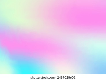 Holograph Minimal Banner. Neon Texture Overlay, 80s, 90s Music Background Gradient Girlie Foil Holo Teal. Iridescent Holographic Dreamy Glam Horizontal Wallpaper Rainbow Overlay Hologram Cover.