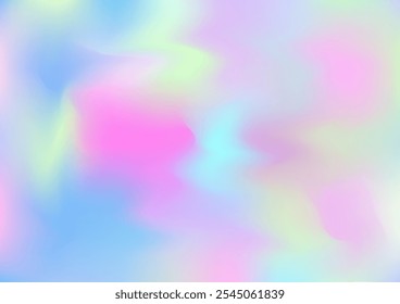 Holograph Minimal Banner. Neon Texture Overlay, 80s, 90s Music Background Unfocused Girlie Foil Holo Teal. Fluorescent Holographic Fluid Light Horizontal Wallpaper Rainbow Overlay Hologram Cover.