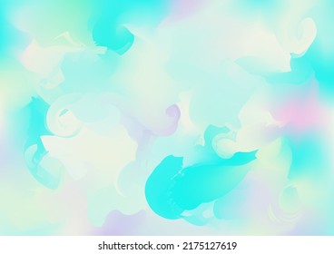 Holograph Minimal Banner. Pearlescent Holographic Liquid Glam Horizontal Wallpaper Unfocused Girlie Foil Holo Teal. Rainbow Overlay Hologram Cover. Neon Texture Overlay, 80s, 90s Music Background