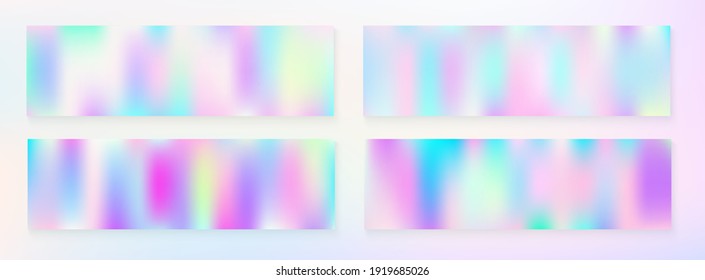 Holograph Minimal Banner. Rainbow Overlay Hologram Cover. Fluorescent Holographic Liquid Girlie Horizontal Wallpaper Neon Graphic Overlay, 80s, 90s Music Background Unfocused Girlie Foil Holo Teal.