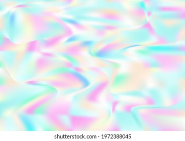 Holograph Minimal Banner. Rainbow Overlay Hologram Cover. Gradient Girlie Foil Holo Teal. Neon Paper Overlay, 80s, 90s Music Background Pearlescent Holographic Liquid Glam Horizontal Wallpaper