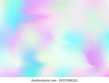 Holograph Minimal Banner. Rainbow Overlay Hologram Cover. Iridescent Holographic Liquid Light Horizontal Wallpaper Defocused Girlie Foil Holo Teal. Neon Paper Overlay, 80s, 90s Music Background