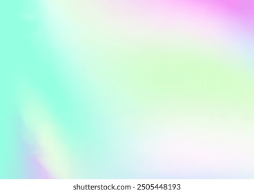 Holograph Minimal Banner. Rainbow Overlay Hologram Cover. Unfocused Girlie Foil Holo Teal. Iridescent Holographic Dreamy Light Horizontal Wallpaper Neon Texture Overlay, 80s, 90s Music Background