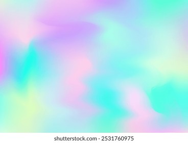 Banner mínimo holográfico. Capa De Holograma De Sobreposição De Arco-Íris. Desfocado Girlie Foil Holo Teal. Holográfico pérola glam líquido horizontal papel de parede Neon textura sobreposição, 80s, 90s fundo da música