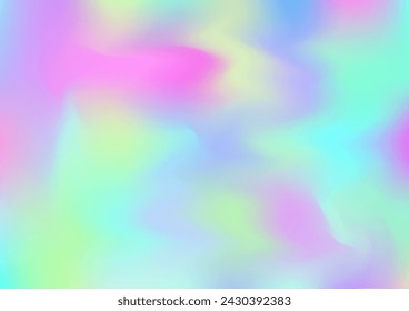 Holograph Minimal Banner. Unfocused Girlie Foil Holo Teal. Iridescent Holographic Dreamy Light Horizontal Background Neon Graphic Overlay, 80s, 90s Music Wallpaper Rainbow Overlay Hologram Cover.