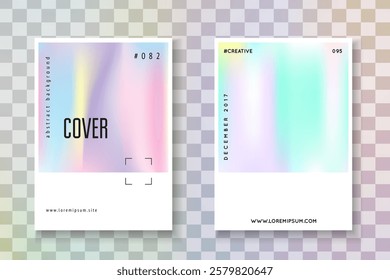 Holograph Poster. Abstract Texture. Colorful 90s Template. Pink Holographic Flyer. Geometry Background. Digital Effect. Plastic Vector. Violet Holograph Poster