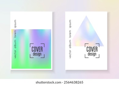 Holograph Poster. Digital Effect. Colorful 90s Brochure. Gradient Fluid. Plastic Design. Blue Pearlescent Paper. Hologram Mesh. Violet Holograph Poster