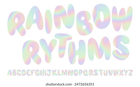 Holograph rainbow cute bubble font