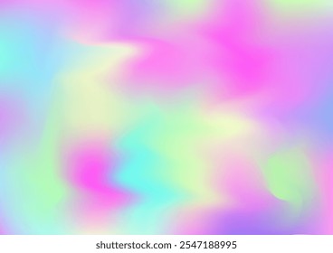 Anuncio de moda del hológrafo. Hoja de Girlie desenfocada Holo Teal. Cubierta del holograma de la superposición del arco iris. Superposición gráfica de neón de Fondo de pantalla Horizontal de glam de fluido holográfico perlado, años 80, 90