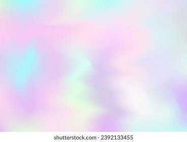 Pancarta de moda holográfica. Fluorescente Holográfico Láquido Láquido Luz Horizontal Gradiente De Fondo Girlie Foil Holo Teal. Tapa del holograma superposición del arco iris. Sobrecarga gráfica neón, fondo de escritorio musical de los años 80 y 90