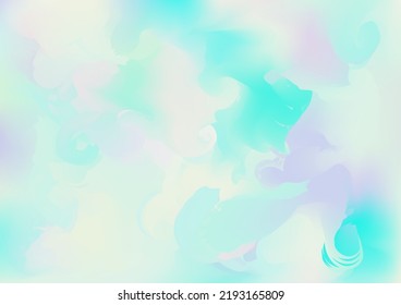 Holograph Trendy Banner. Gradient Girlie Foil Holo Teal. Neon Paper Overlay, 80s, 90s Music Background Rainbow Overlay Hologram Cover. Iridescent Holographic Liquid Girlie Horizontal Wallpaper
