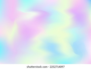 Holograph Trendy Banner. Neon Paper Overlay, 80s, 90s Music Wallpaper Unfocused Girlie Foil Holo Teal. Iridescent Holographic Dreamy Glam Horizontal Background Rainbow Overlay Hologram Cover.