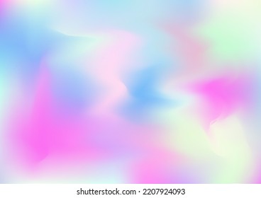 Holograph Trendy Banner. Neon Texture Overlay, 80s, 90s Music Background Rainbow Overlay Hologram Cover. Pearlescent Holographic Liquid Light Horizontal Wallpaper Unfocused Girlie Foil Holo Teal.
