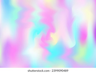 Holograph Trendy Banner. Neon Texture Overlay, 80s, 90s Music Wallpaper Fluorescent Holographic Liquid Light Horizontal Background Rainbow Overlay Hologram Cover. Unfocused Girlie Foil Holo Teal.