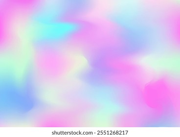 Holograph Trendy Banner. Neon Texture Overlay, 80s, 90s Music Background Rainbow Overlay Hologram Cover. Fluorescent Holographic Liquid Light Horizontal Wallpaper Unfocused Girlie Foil Holo Teal.