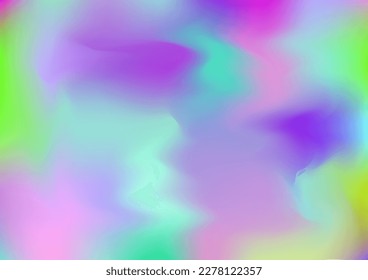 Holograph Trendy Banner. Rainbow Overlay Hologram Cover. Defocused Girlie Foil Holo Teal. Pearlescent Holographic Dreamy Glam Horizontal Background Neon Paper Overlay, 80s, 90s Music Wallpaper