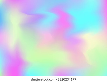 Holograph Trendy Banner. Rainbow Overlay Hologram Cover. Neon Paper Overlay, 80s, 90s Music Background Iridescent Holographic Liquid Glam Horizontal Wallpaper Unfocused Girlie Foil Holo Teal.