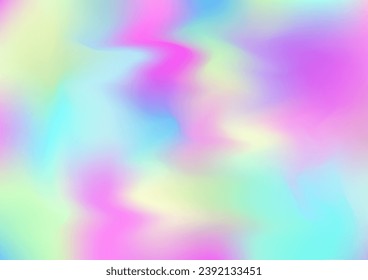 Holograph Trendy Banner. Rainbow Overlay Hologram Cover. Fluorescent Holographic Fluid Light Horizontal Wallpaper Neon Paper Overlay, 80s, 90s Music Background Gradient Girlie Foil Holo Teal.