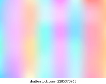 Fondo Holograph y2k Banner mínimo Holo. Afiche de la luz líquida del iridiscente Neón Tapa de papel de pared horizontal holográfica Tapa de colores vivos de los años 80 y 90 del arcoiris. EPS de papel borroso degradado