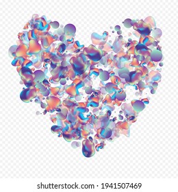 Holographic 3d Graphic Vector Transparent Background. Organic Blob Poster. Hologram Abstract Elements Illustration. Light Splash Banner.