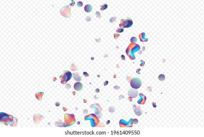Holographic 3d Graphic Vector Transparent Background. Plastic Flyer Element. Neon Art Blob Layout. Light Retro Cover.