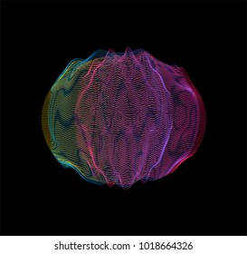 Holographic 3d sphere with moire pattern.