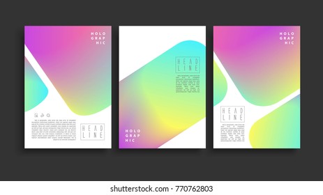 Holographic a4 cover design, template set, eps10 vector