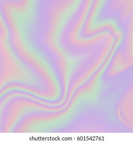 Holographic abstract background. Blur colorful pattern. Vector hologram illustration for trendy modern design. Pastel color palette.