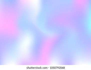 Holographic abstract background. Bright holographic backdrop with gradient mesh. 90s, 80s retro style. Pearlescent graphic template for brochure, flyer, poster design, wallpaper, mobile screen.