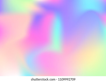 Holographic abstract background. Bright holographic backdrop with gradient mesh. 90s, 80s retro style. Iridescent graphic template for banner, flyer, cover design, mobile interface, web app.
