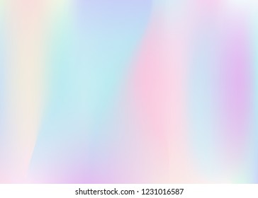 Holographic abstract background. Bright holographic backdrop with gradient mesh. 90s, 80s retro style. Iridescent graphic template for banner, flyer, cover design, mobile interface, web app.