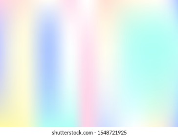 Holographic abstract background. Bright holographic backdrop with gradient mesh. 90s, 80s retro style. Iridescent graphic template for banner, flyer, cover design, mobile interface, web app.