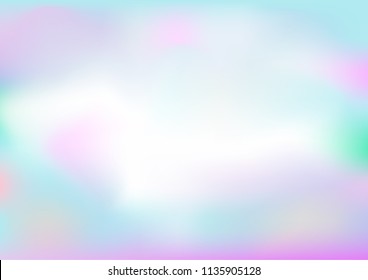 Holographic abstract background. color blue pink green white pastel.rainbow like cloud,vector illustration.